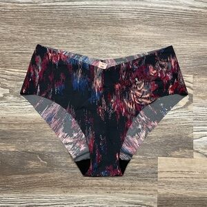 Victoria’s Secret Hipster Blue Wine Gray Black Abstract Print Panties Large NWT